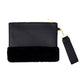 Vegan Faux Fur Trim Clutch Wristlet Bag Evening Bag