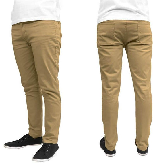 Galaxy by Harvic Pantalones chinos elásticos de algodón de corte entallado para hombre - Tallas variadas