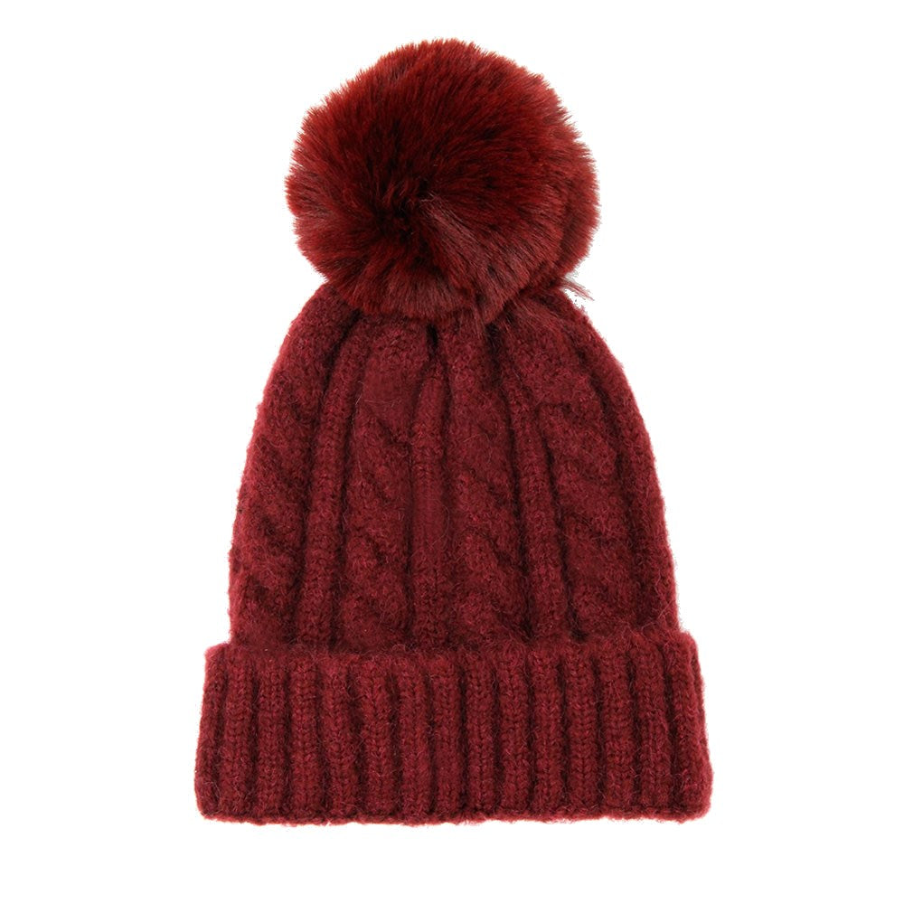 Warm Chunky Cable Knit Beanie Pom Pom Hat Beanie Winter Hat