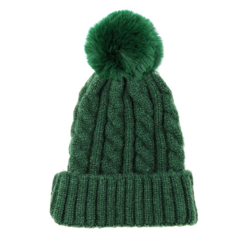 Warm Chunky Cable Knit Beanie Pom Pom Hat Beanie Winter Hat