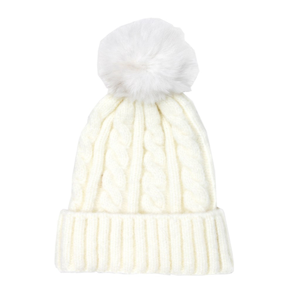Warm Chunky Cable Knit Beanie Pom Pom Hat Beanie Winter Hat