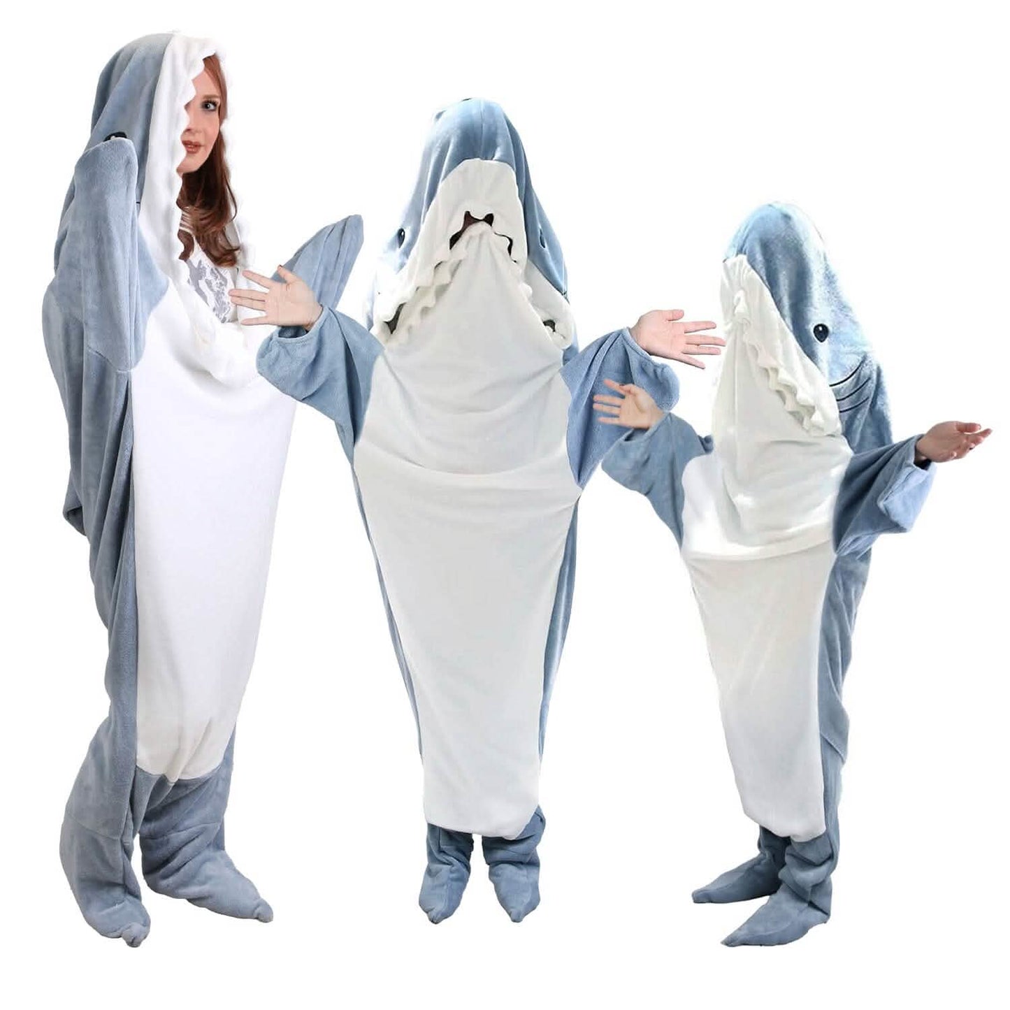 Manta con capucha de tiburón para niños con cremallera