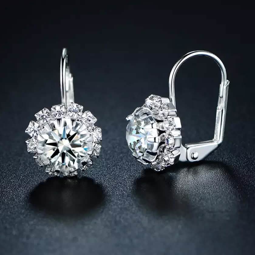 Arracadas de oro blanco con cristal Swarovski de Barzel