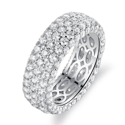 Anillo Eternity de Cinco Filas Chapado en Oro Blanco - Varios Tamaños