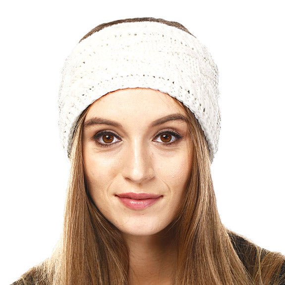 Wide Solid Cable Knit Earmuff Headband Ear Warmer