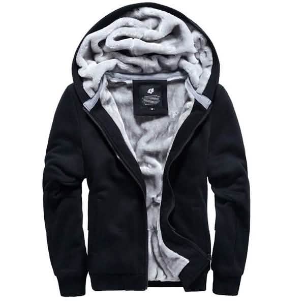 Chaqueta de invierno para hombre con cremallera, capucha y manga larga