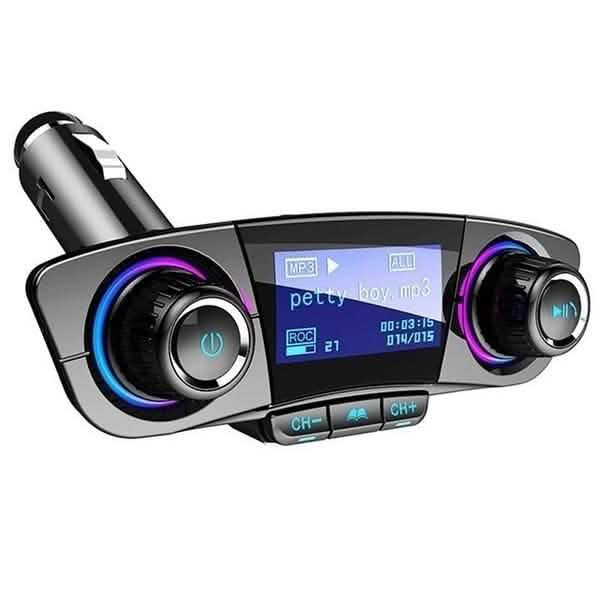 Cargador para coche con transmisor FM y manos libres Bluetooth inalámbrico