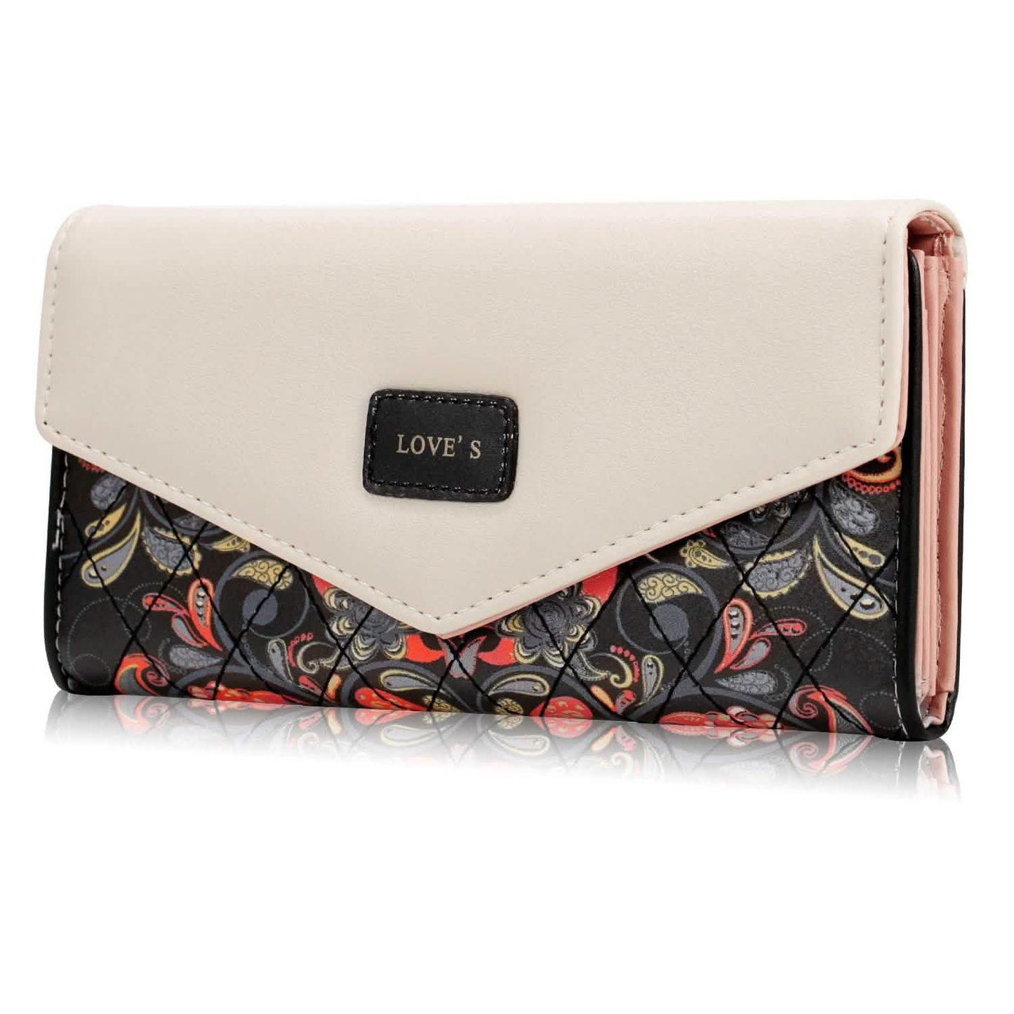 Cartera de mujer, de cuero suave, tipo tríptico, monedero de mano