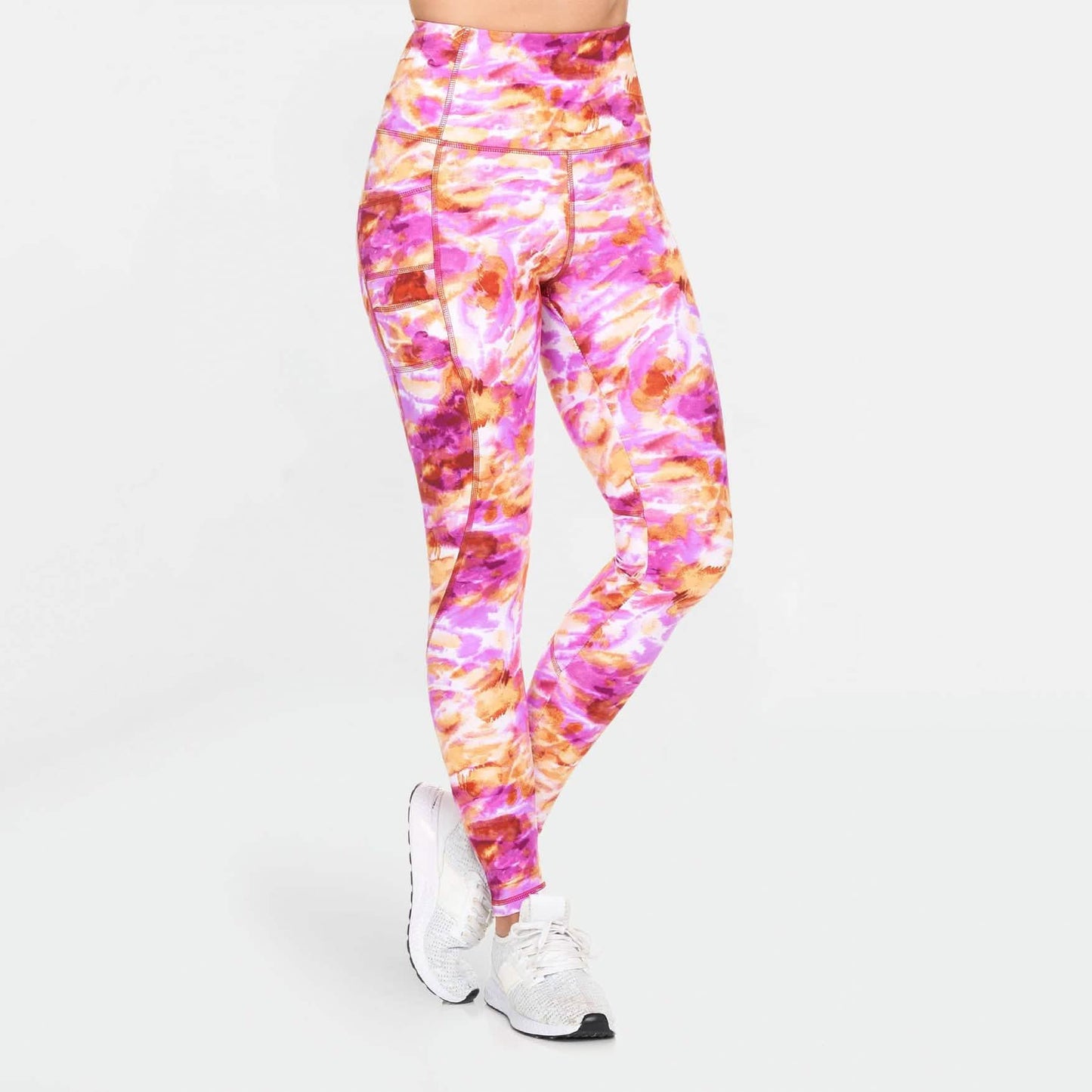 Leggings deportivos estampados de tiro alto con bolsillos para mujer
