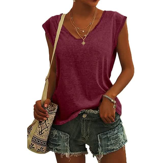 Camiseta sin mangas de mujer, corte holgado informal