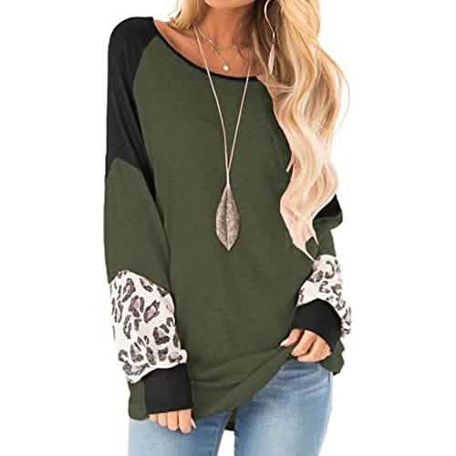 Sudadera con estampado de leopardo y bloques de color para mujer