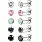 Women's Cubic Zirconia Surgical Stainless Steel Flat Back Earrings