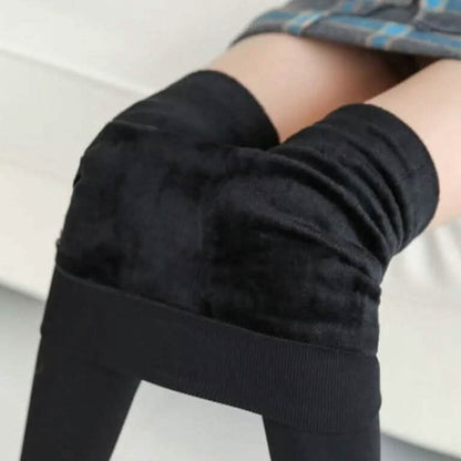 Leggings de forro polar extragruesos de 220 g para mujer, cintura alta, elásticos y cálidos (talla única)