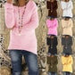 Moda femenina Otoño e invierno Suéteres de punto de manga larga Jerséis cálidos de color liso