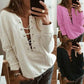 Moda Femenina con Cordones, Escote Pronunciado, Mangas Largas Informales