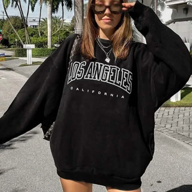 Sudadera de mujer con texto gráfico de Los Ángeles