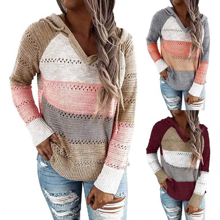 Sudadera de punto ligera y transpirable para mujer con capucha