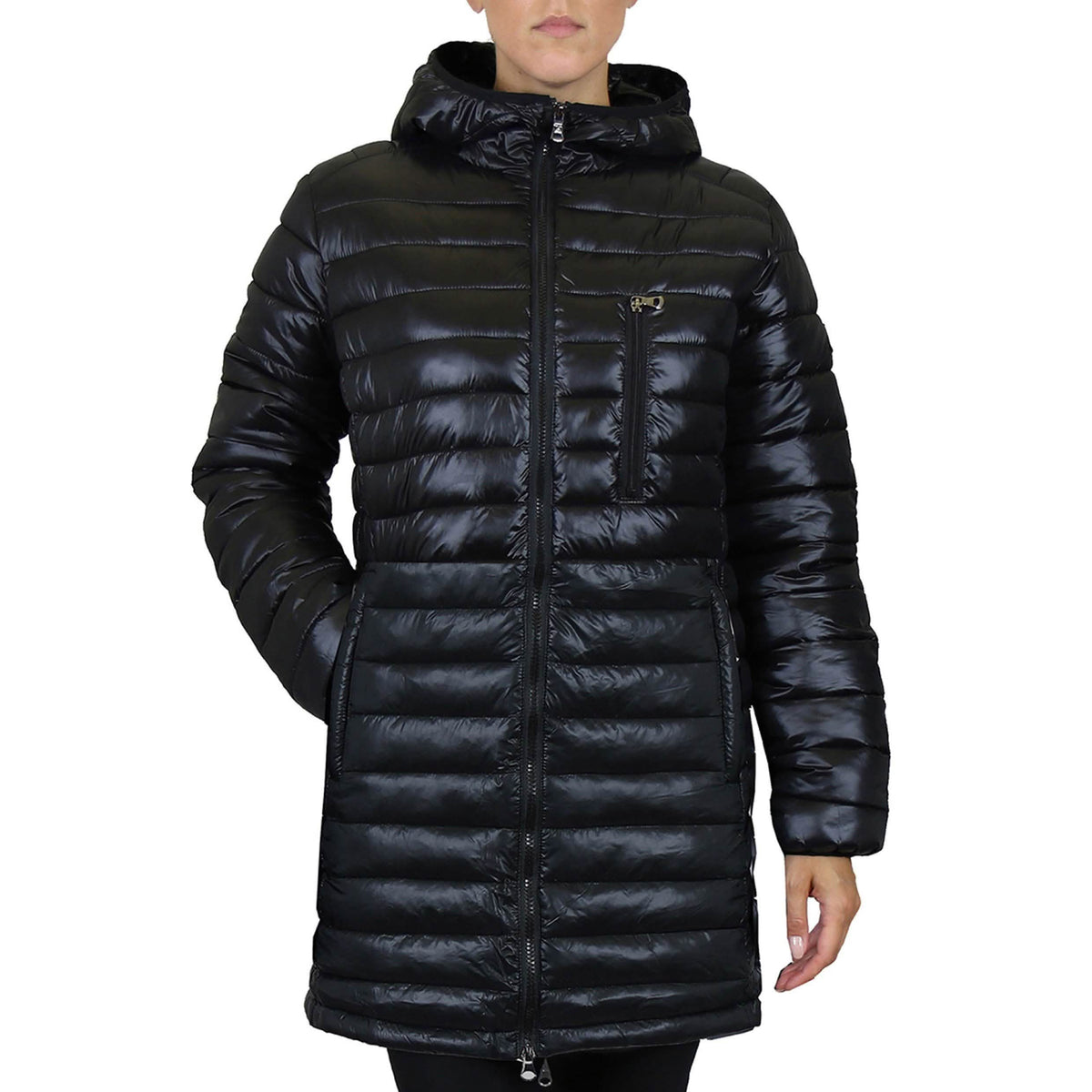 Chaqueta acolchada tipo burbuja para mujer con capucha no desmontable