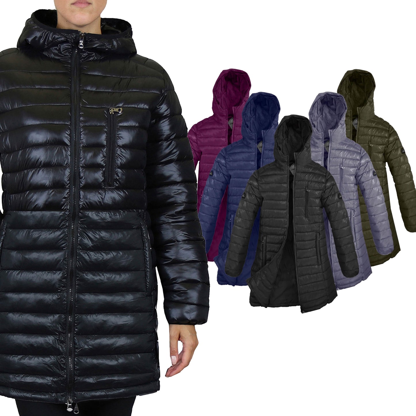 Chaqueta acolchada tipo burbuja para mujer con capucha no desmontable