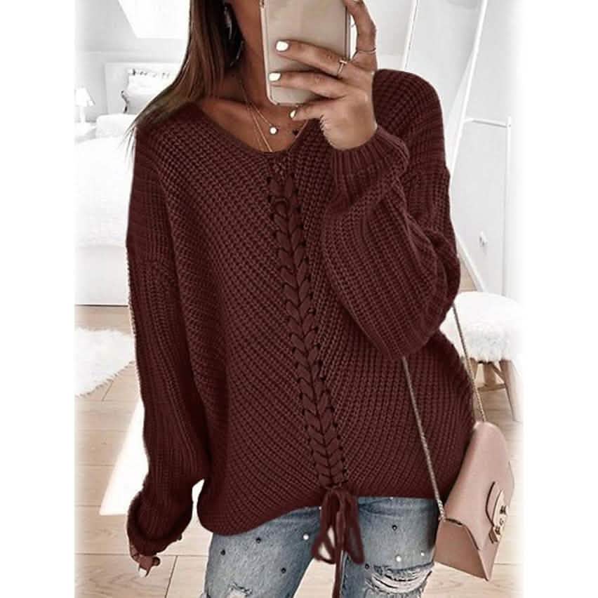 Blusa túnica de manga larga de punto acanalado ligera para mujer