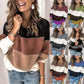 Suéteres de punto holgados a rayas con retazos estilo urbano para mujer