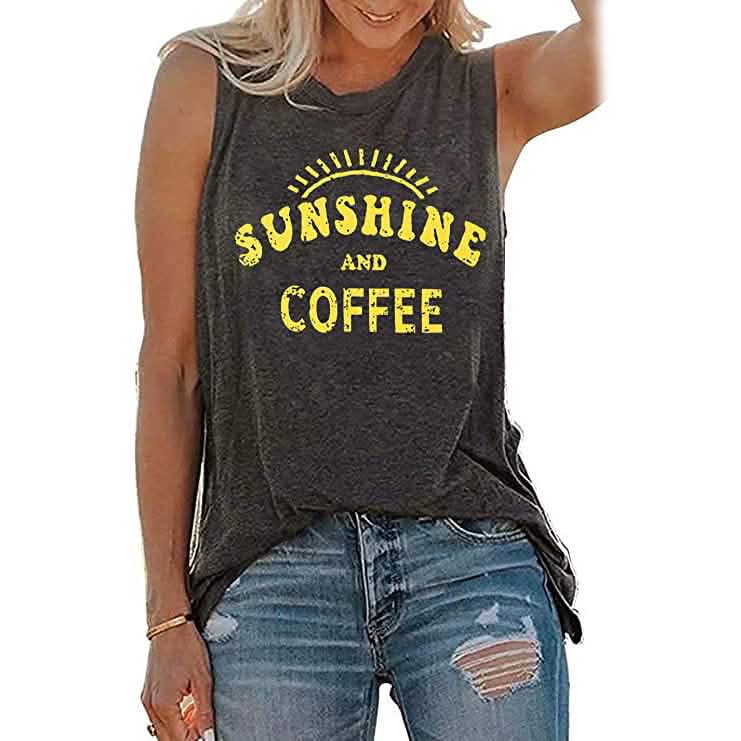 Camiseta sin mangas con estampado veraniego para mujer
