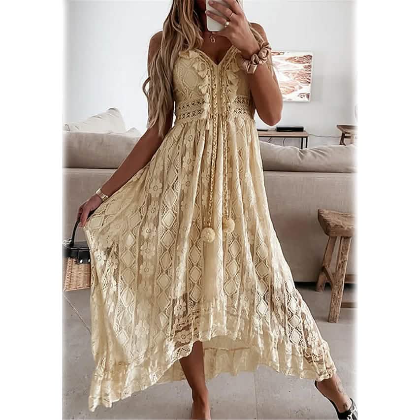 Vestido largo maxi acampanado para mujer