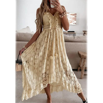 Vestido largo maxi acampanado para mujer