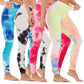 Pantalones de yoga para mujer de cintura alta, teñido anudado, control de abdomen, levanta glúteos, mallas de entrenamiento