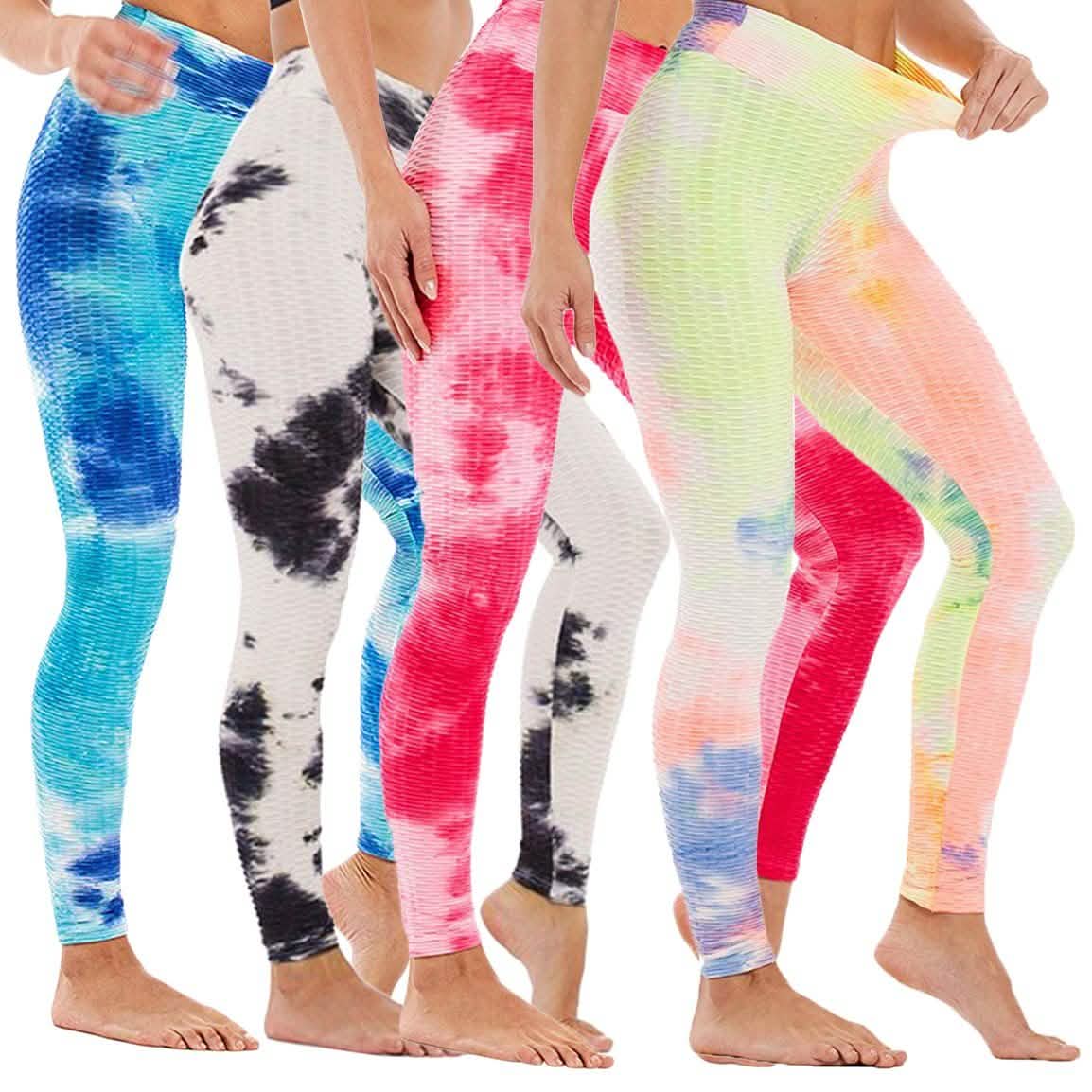 Pantalones de yoga para mujer de cintura alta, teñido anudado, control de abdomen, levanta glúteos, mallas de entrenamiento