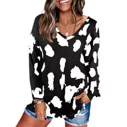 Top inspirado en estampado de leopardo con cuello de pico para mujer