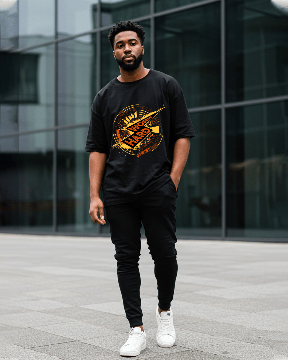 G West Work Hard Oversized T-Shirt Mens