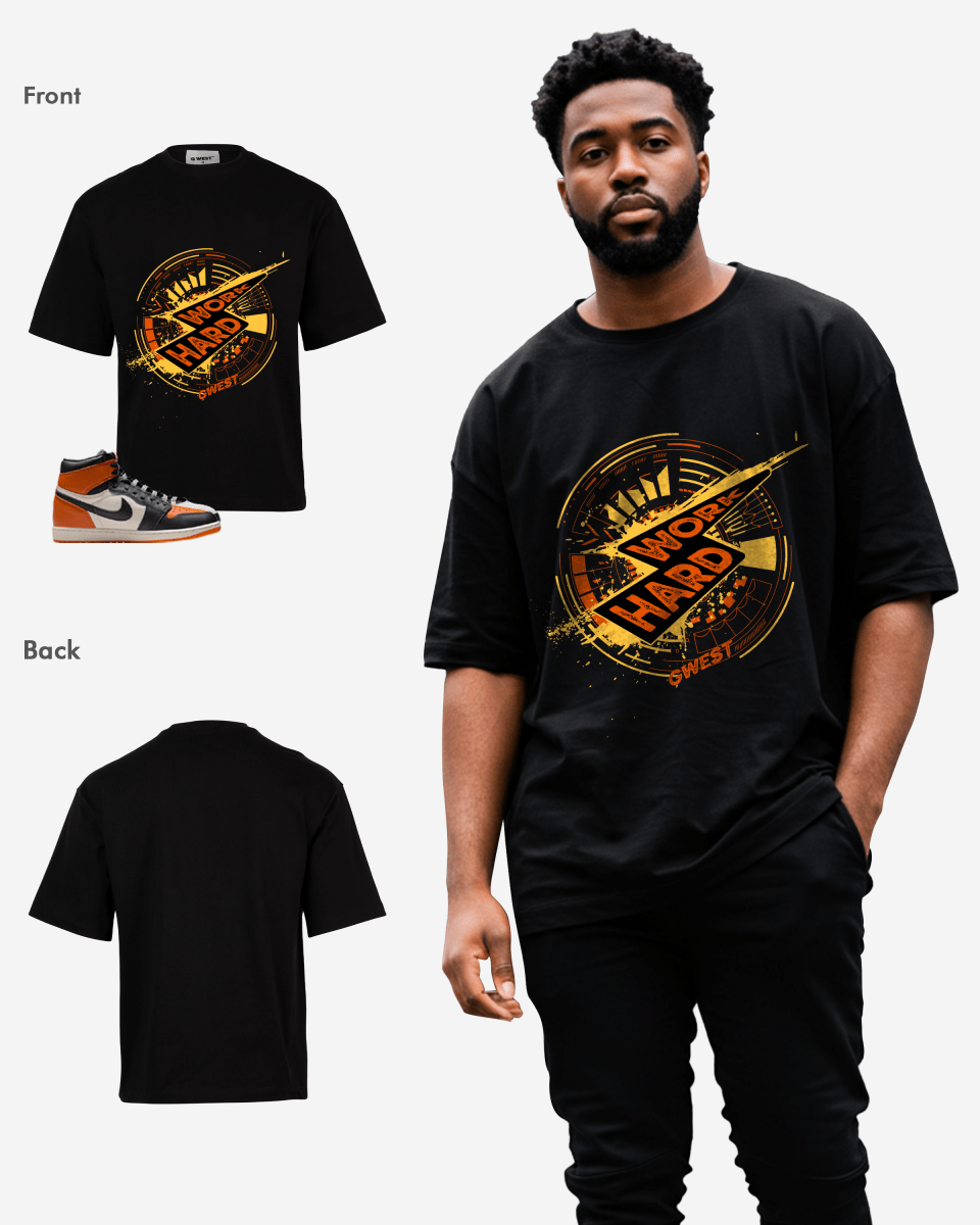 G West Work Hard Oversized T-Shirt Mens