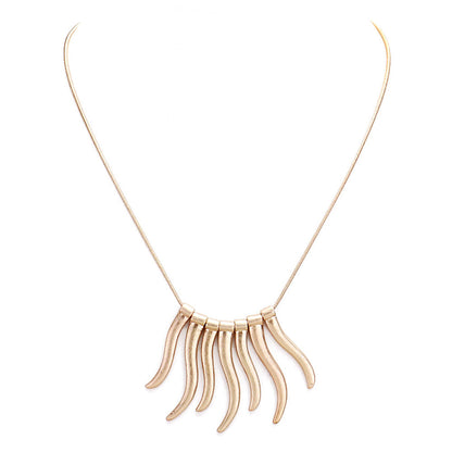 Worn Finish Metal Bar Fringe Necklace Metal Bar Necklace