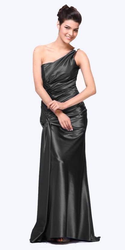 OFERTA - Cinderella Divine 7702 Vestido largo de satén con tirantes de pedrería y un hombro (Talla 2XL)