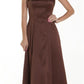 CLEARANCE - Bridesmaid Dress Poly Satin Spaghetti Strap A Line Gown (Size Small)