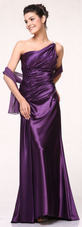 OFERTA - Cinderella Divine 7702 Vestido largo de satén con tirantes de pedrería y un hombro (Talla 2XL)
