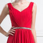 Cinderella Divine W0014 Long Gown Sleeveless Pleated Rhinestone Waist