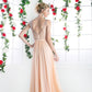 Cinderella Divine 5061 Sheer Beaded Strap Flowy Evening Dress
