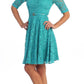 LIQUIDACIÓN - Vestido corto de encaje burdeos con mangas tres cuartos Celavie 2367 (Talla S)