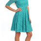LIQUIDACIÓN - Vestido corto de encaje burdeos con mangas tres cuartos Celavie 2367 (Talla S)