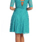 LIQUIDACIÓN - Vestido corto de encaje burdeos con mangas tres cuartos Celavie 2367 (Talla S)