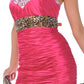 LIQUIDACIÓN - Vestido strapless fucsia con estampado de leopardo Cinderella Divine 7558 (Talla 10)