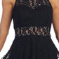 LIQUIDACIÓN - Vestido sin mangas Celavie 6201s de encaje negro hasta la rodilla (Talla L)