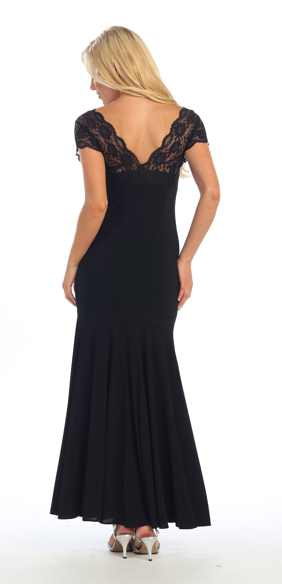 LIQUIDACIÓN - Vestido de cóctel a media pierna de encaje elástico ITY Celavie 2320L (Talla 2XL)