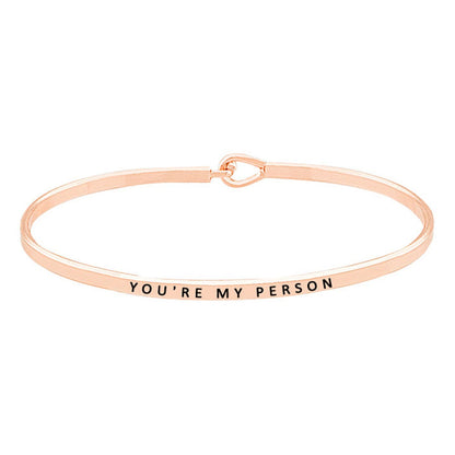 You're My Person Brass Thin Metal Hook Bracelet