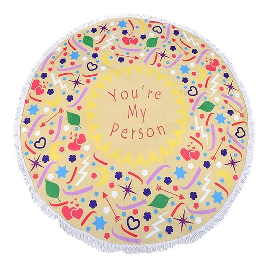 "You're my Person" Heart Round Beach Terry Towel / Blanket