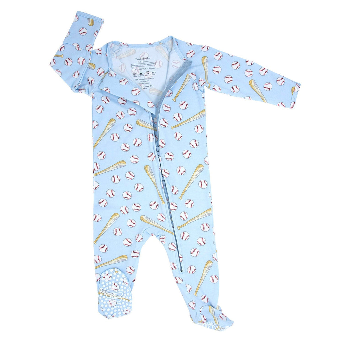 Pijama enteriza con cremallera y diseño clásico de béisbol