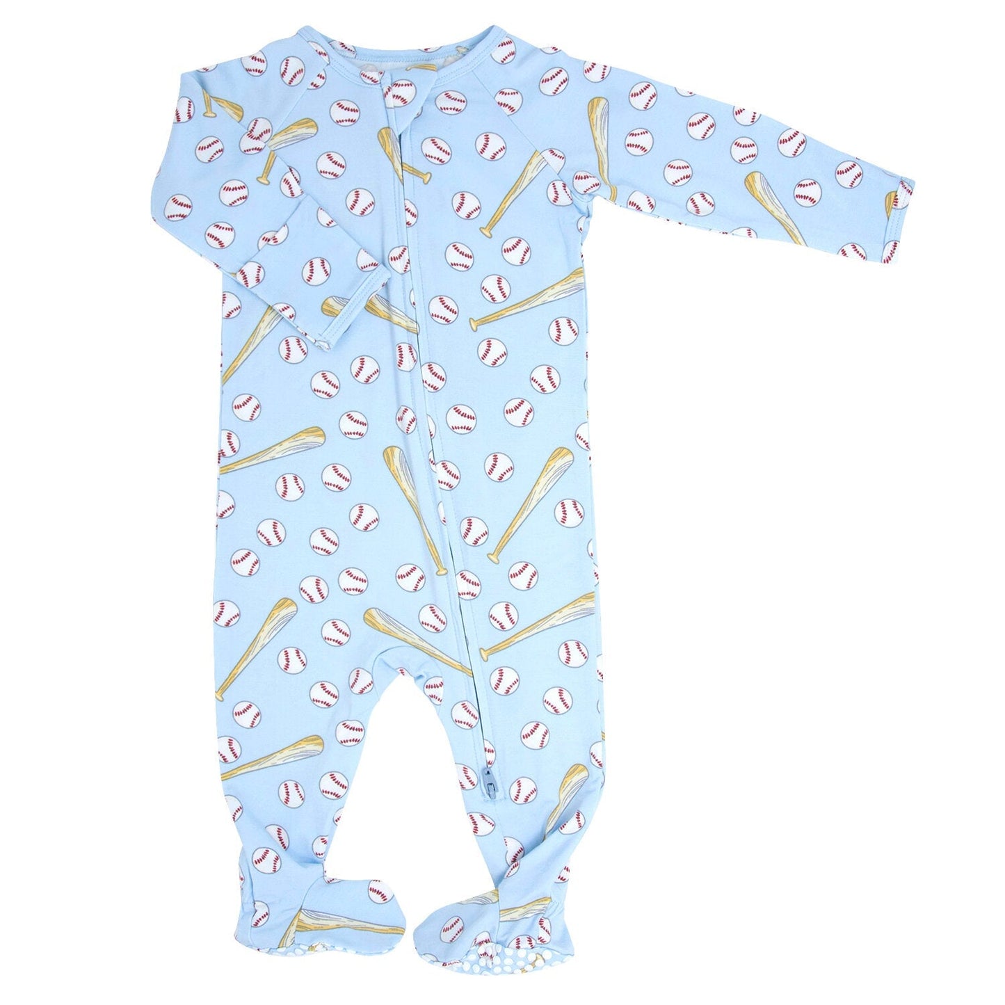 Pijama enteriza con cremallera y diseño clásico de béisbol
