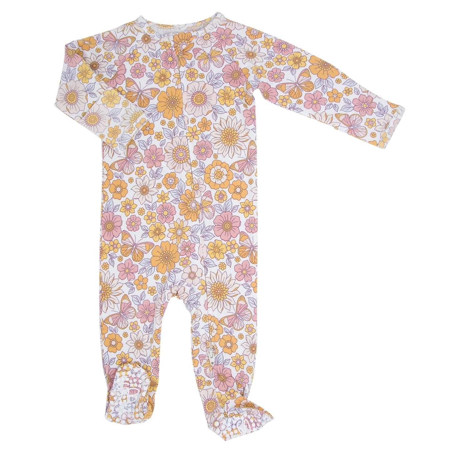 Mameluco con cremallera y estampado de flores retro vintage
